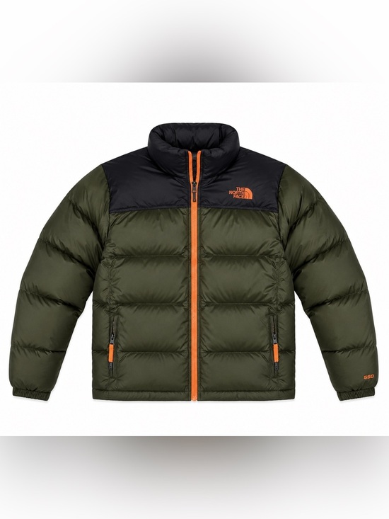 The North Face Other - The North Face Olive and Black Puffer Jacket with Orange Accents